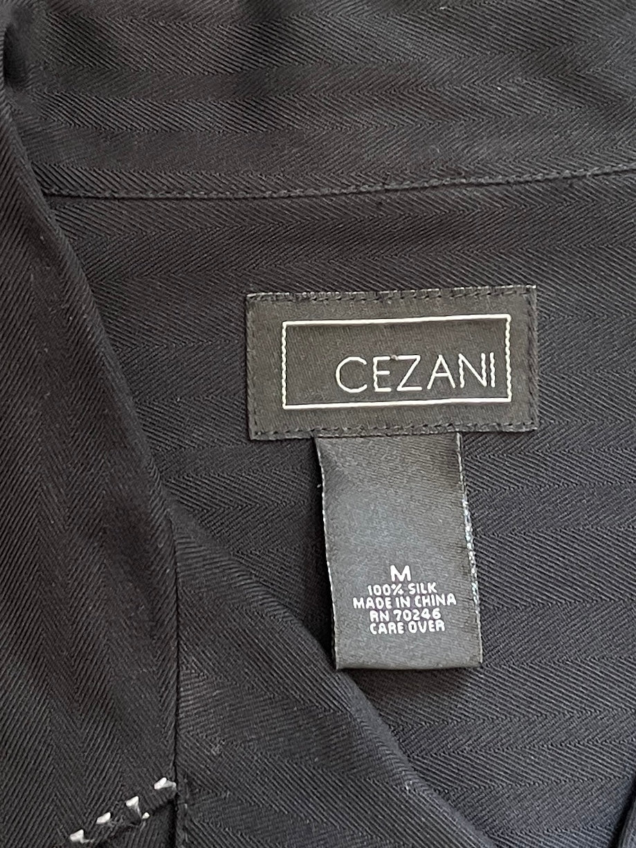 1990s black herringbone s/s silk shirt
