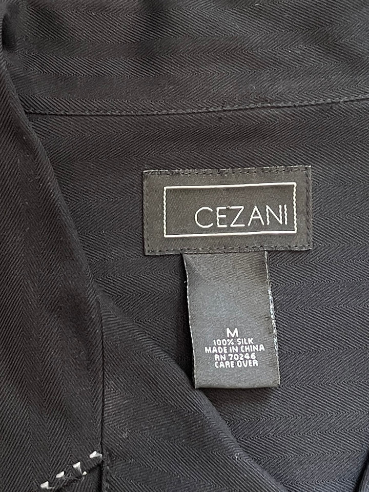 1990s black herringbone s/s silk shirt