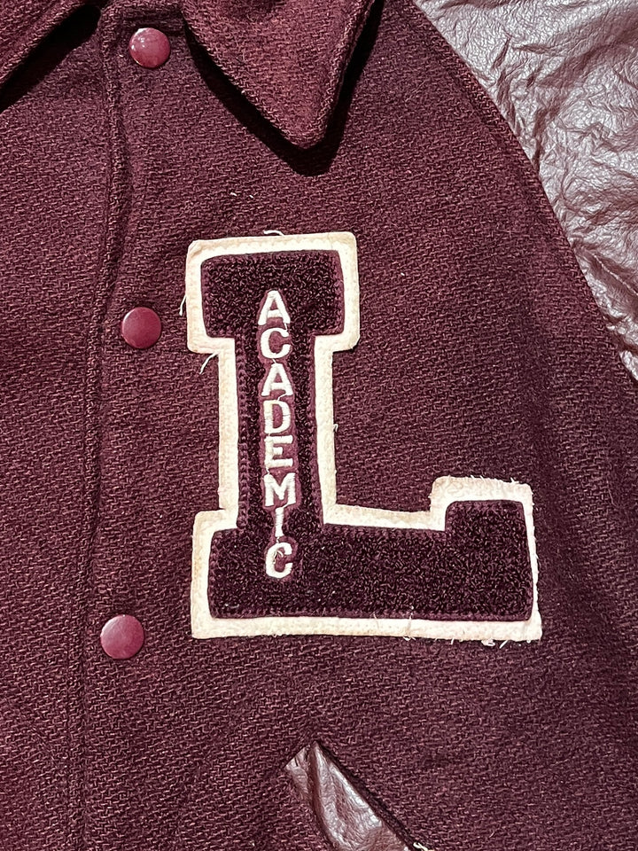 1950-60s vintage burgundy stadium jacket