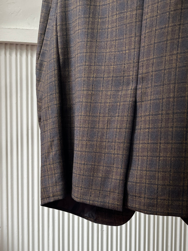 1960s violet × brown check tailored jacket