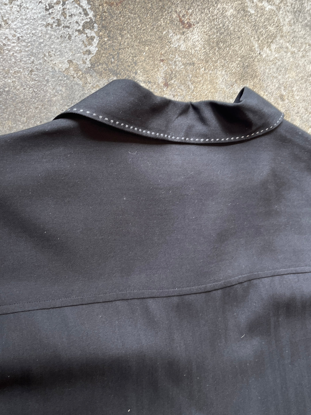 1990s black herringbone s/s silk shirt