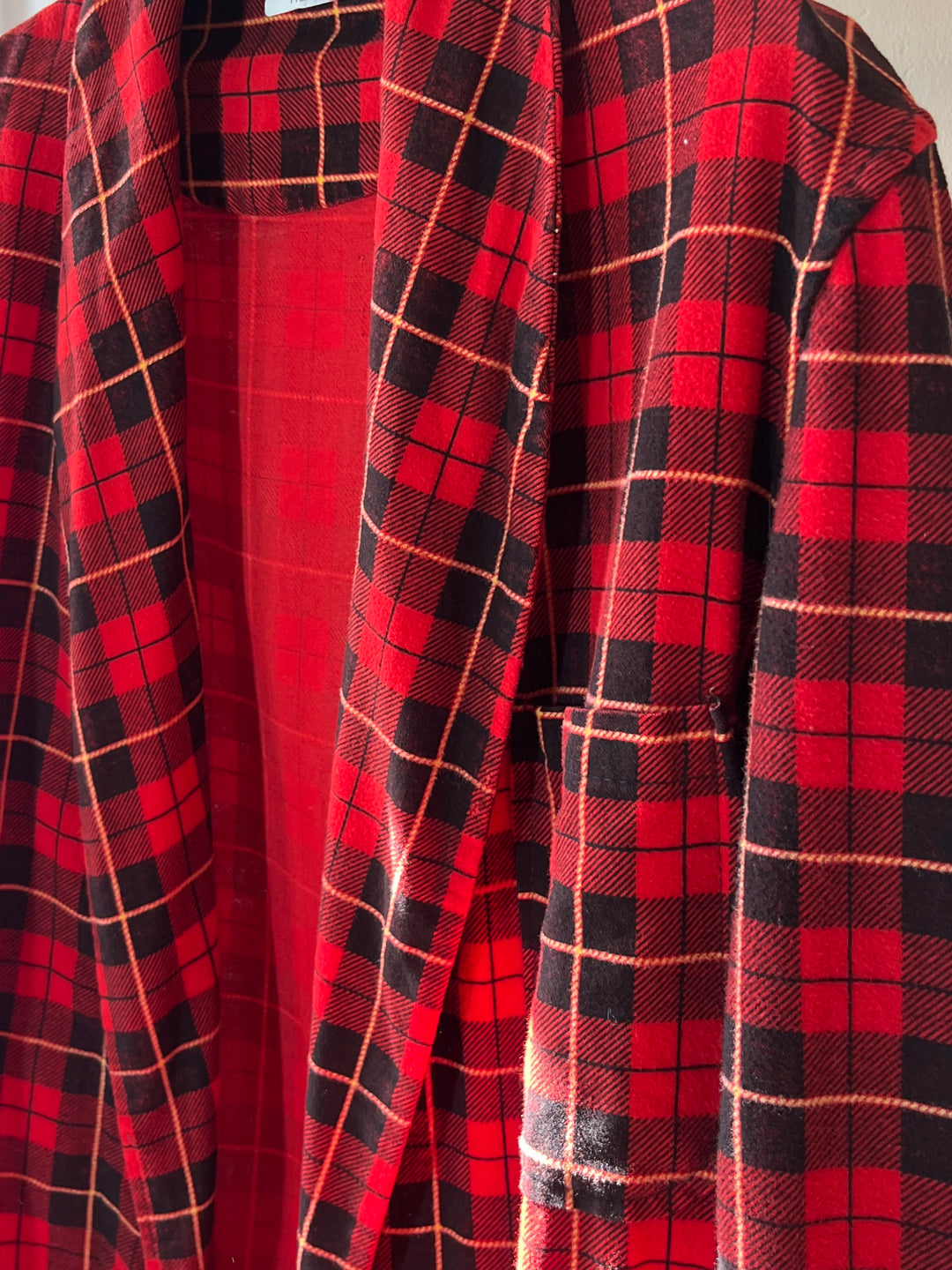 1960s "Pilgrim" red checkered flannel long gown