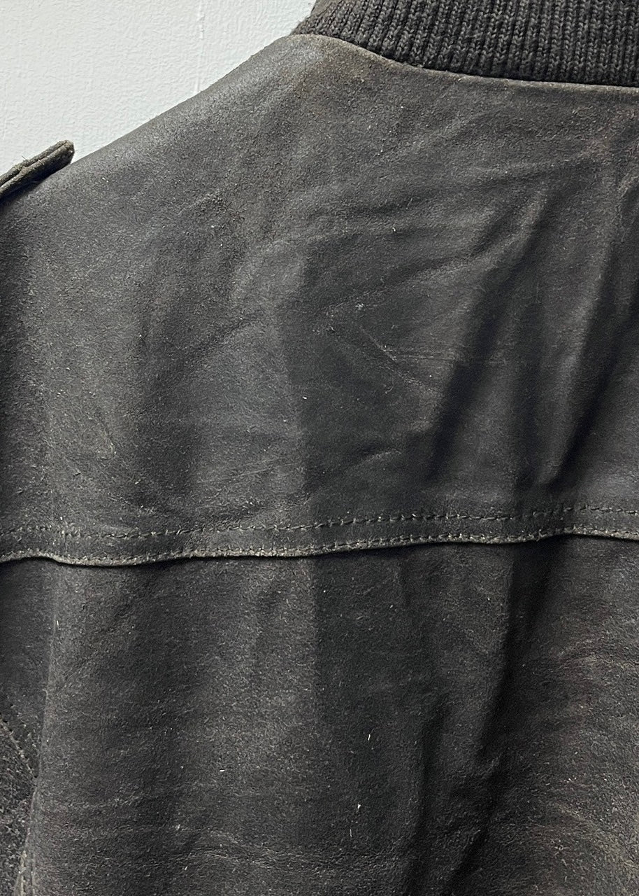 1990-00s good aging black leather blouson