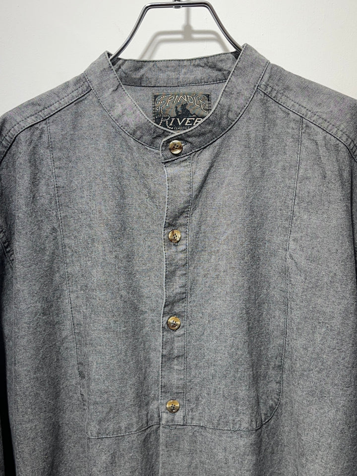 1990s chambray band-collar shirt