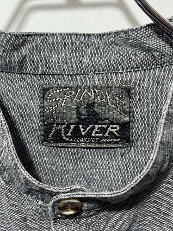 1990s chambray band-collar shirt