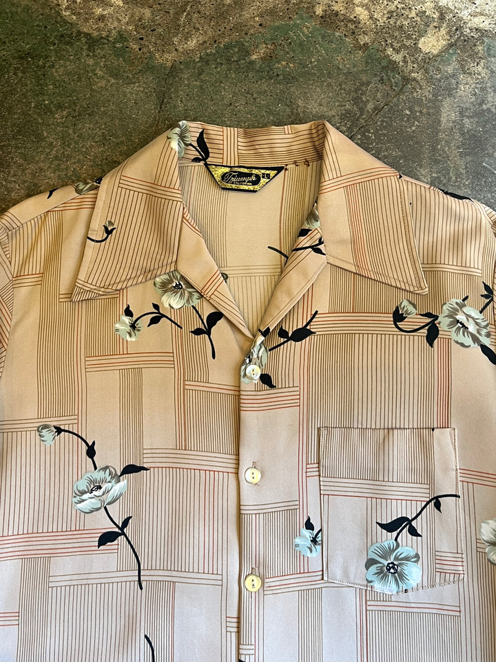 1970s all-over pattern open collar shirt