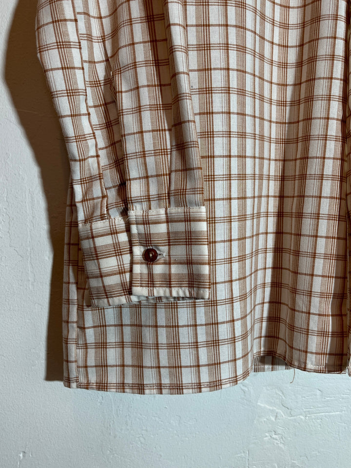 1960s orange brown checkered shirt