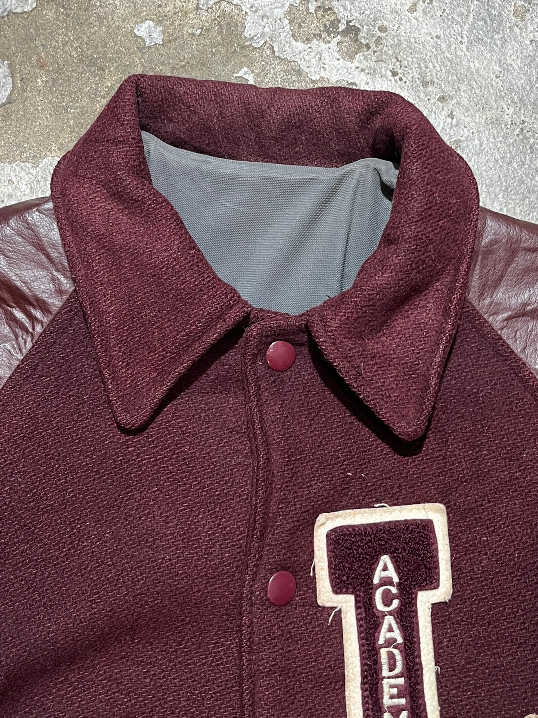 1950-60s vintage burgundy stadium jacket