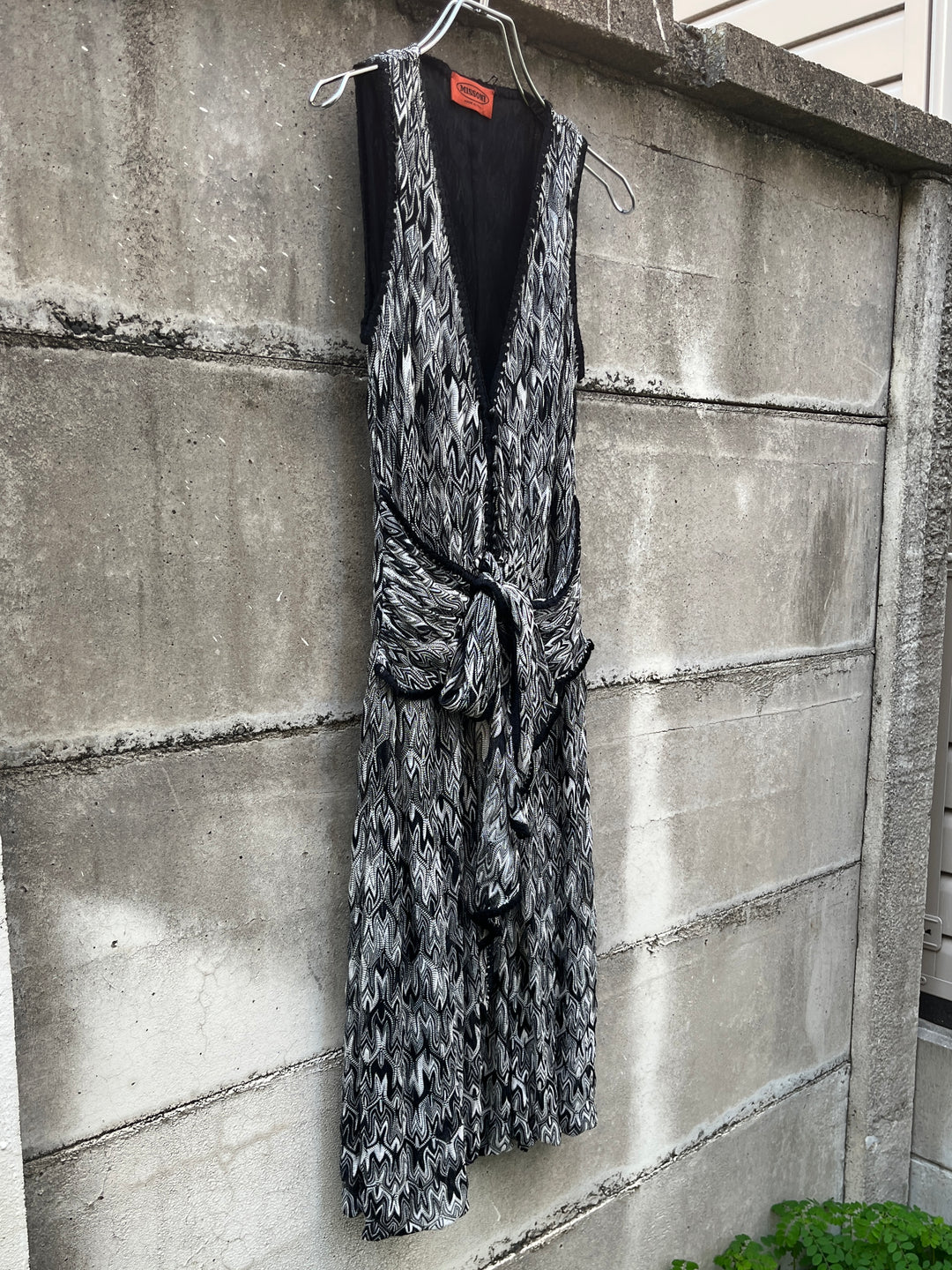1990s ITALY made "MISSONI" monochrome flame stitch one-piece