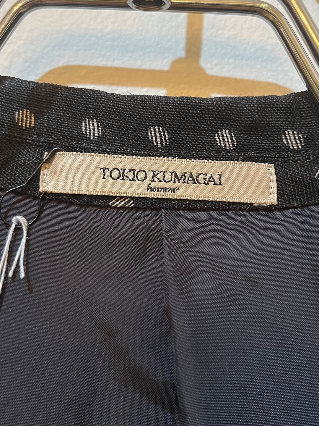 "TOKIO KUMAGAI" kasuri design polka dot linen tailored jacket