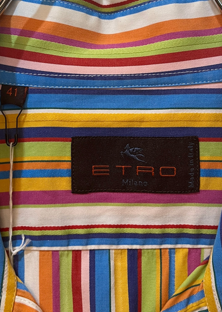 1990s ITALY made "ETRO" colorful stripe shirt