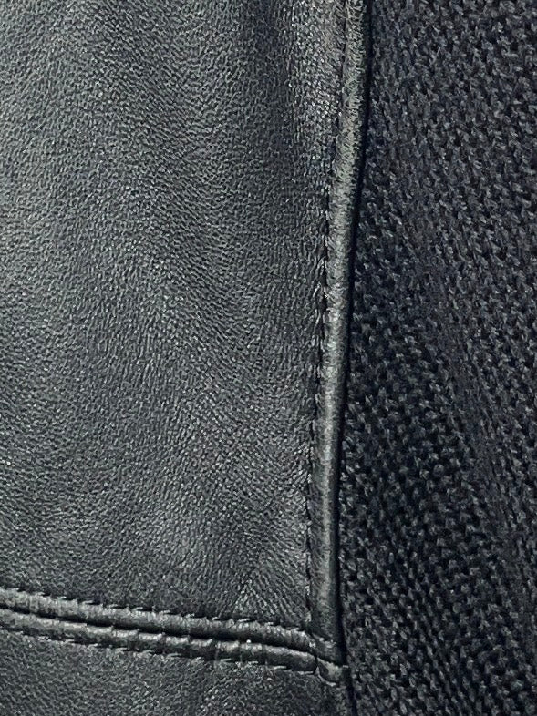 1990-00s black leather × knit switch design jacket