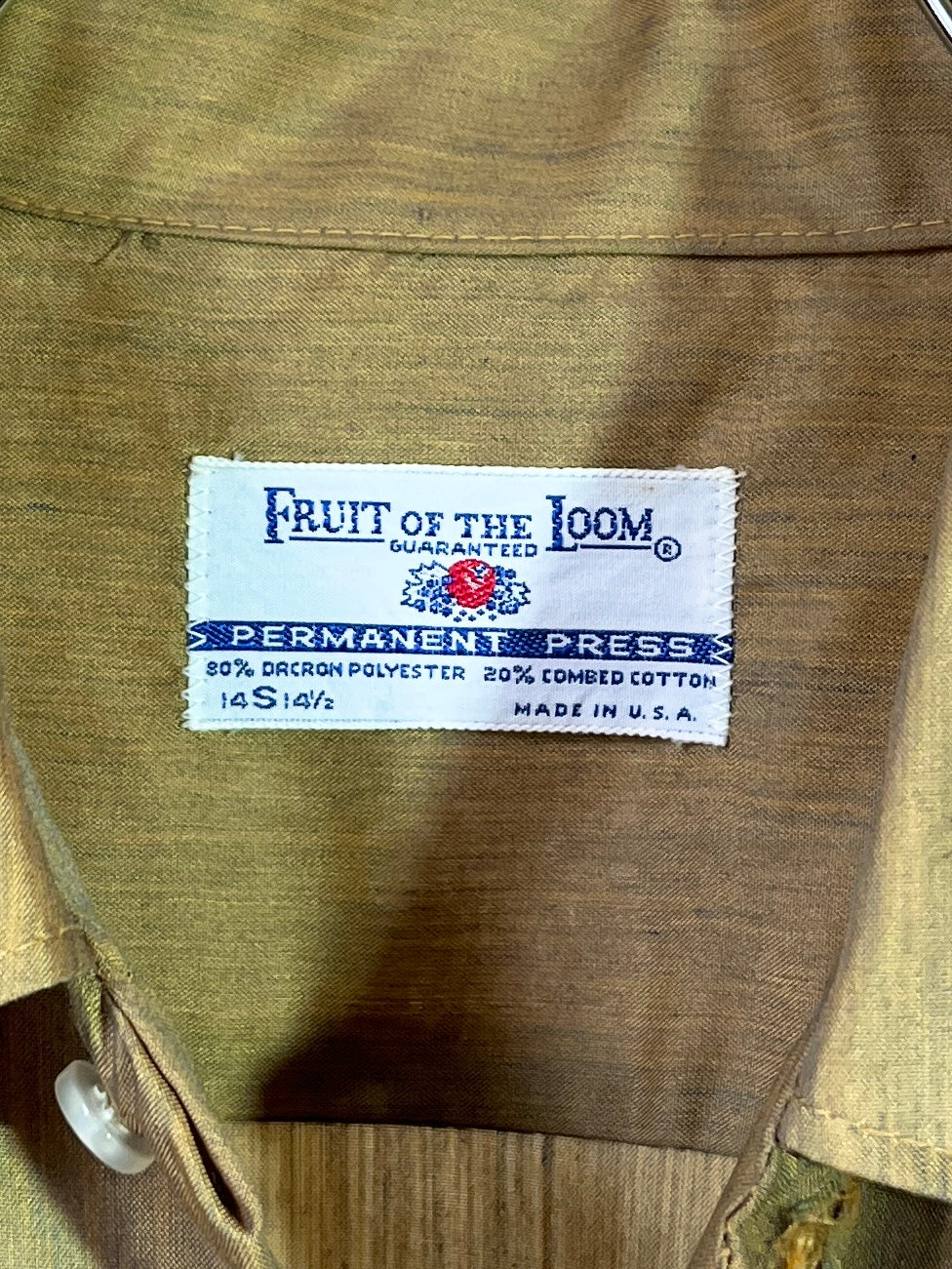 1960-70s "FRUIT OF THE LOOM" iridescent open collar shirt