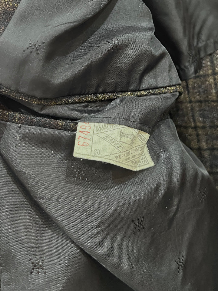 1960s violet × brown check tailored jacket