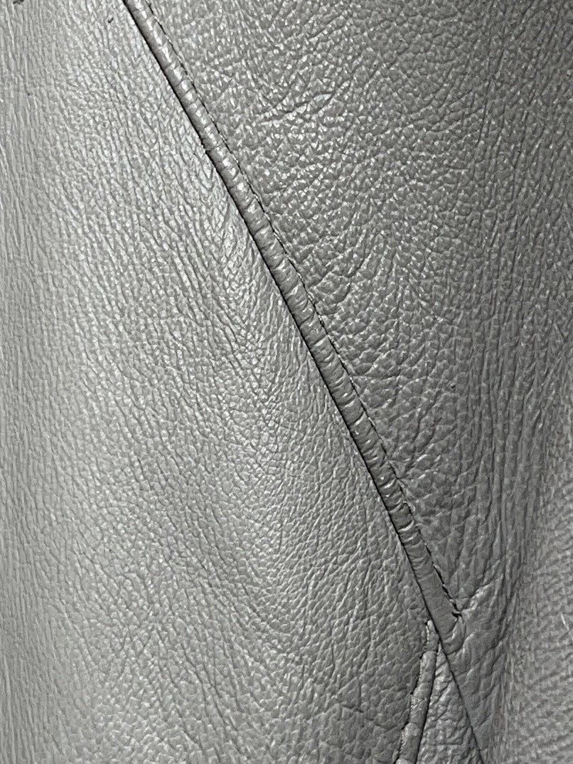 1980-90s stone gray stand collar leather jacket