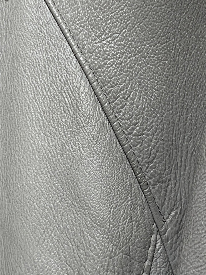 1980-90s stone gray stand collar leather jacket