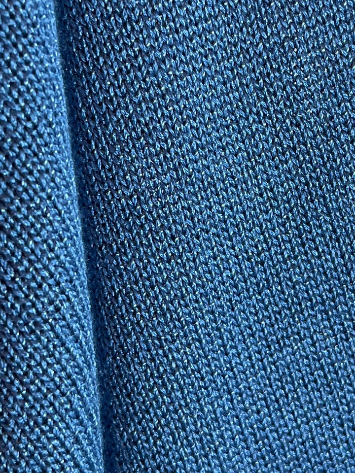 1980-90s "Aquascutum" dusty blue half sleeve summer knit