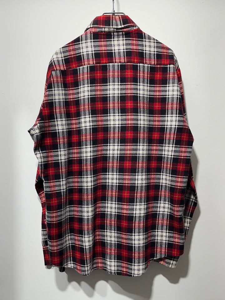 1960-70s red × black checkered flannel shirt