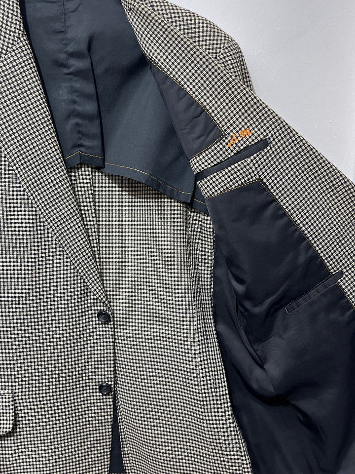 1980-90s micro checkered tailored jacket