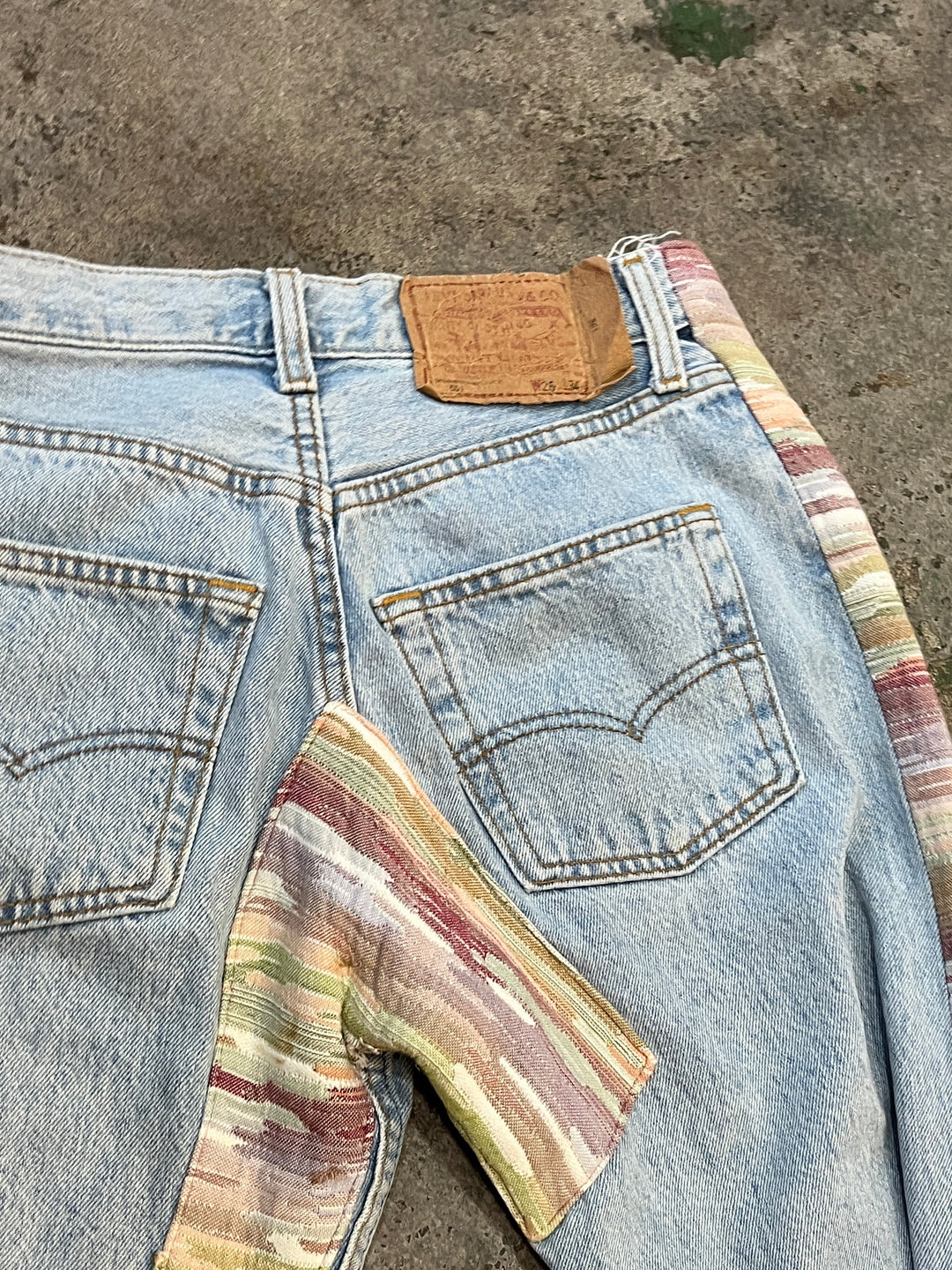 1980s "Levi's" patchwork custum denim pants