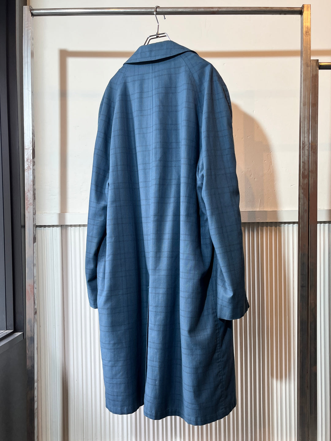 1960s "Sears" steel blue windowpane balmacaan coat
