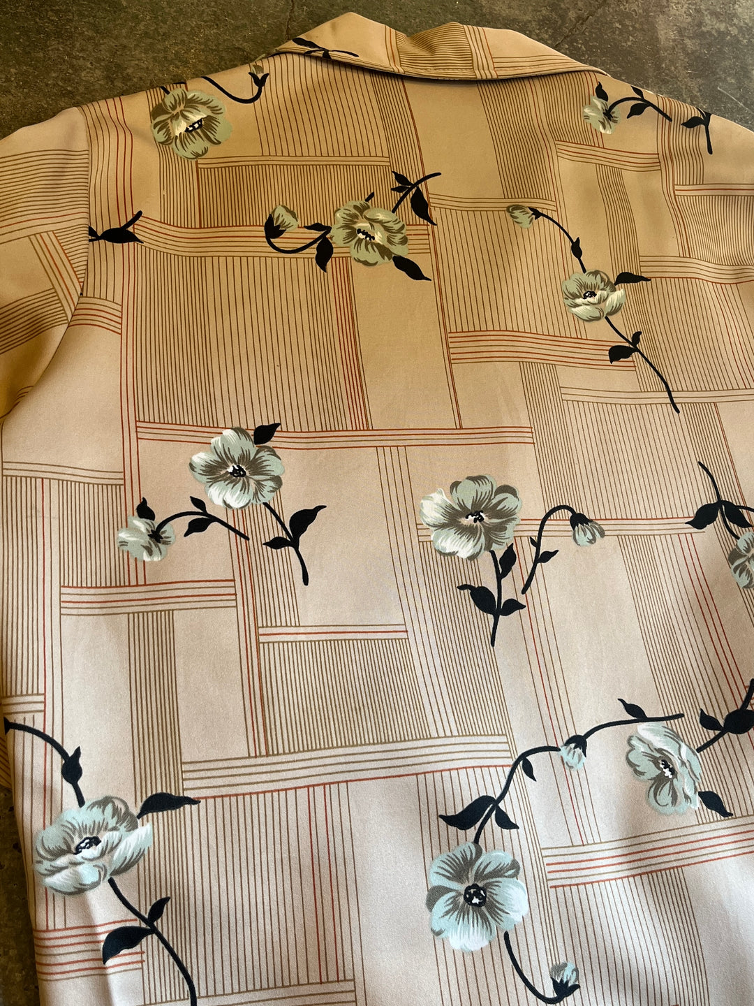 1970s all-over pattern open collar shirt