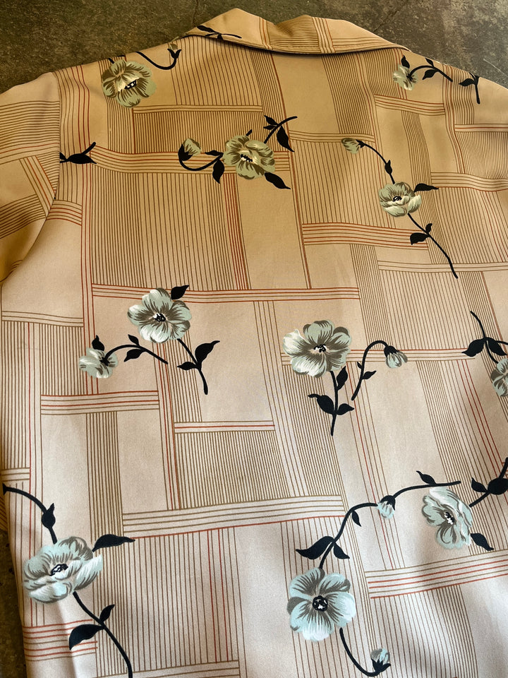 1970s all-over pattern open collar shirt