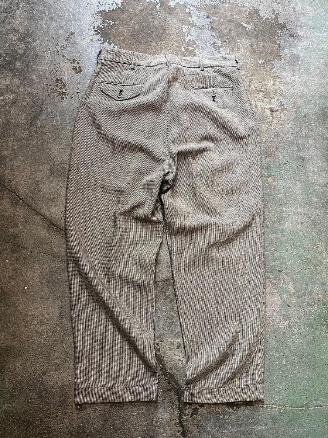 1990-00s "Polo by Ralph Lauren" houndstooth linen brend slacks 36×30