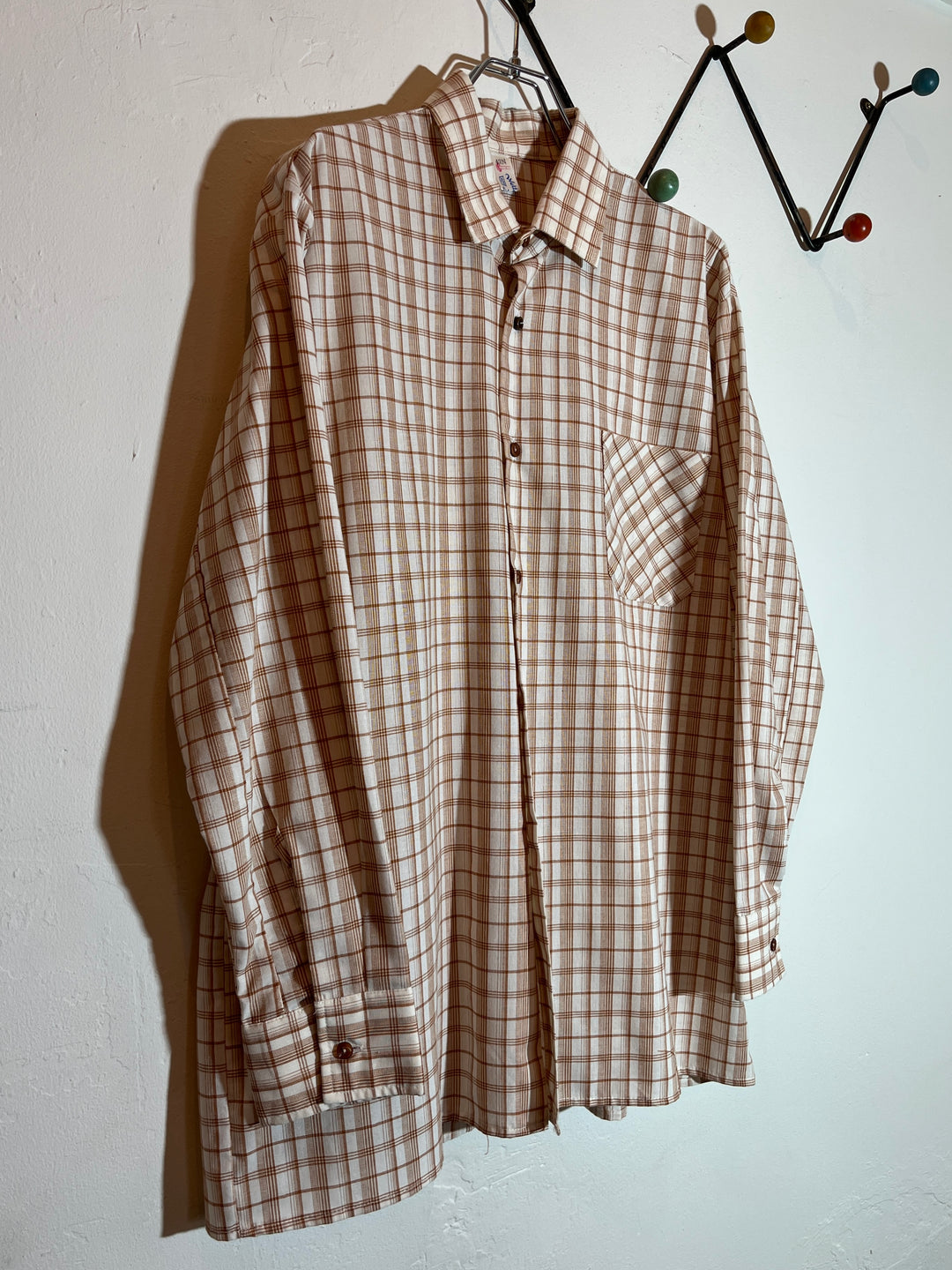 1960s orange brown checkered shirt