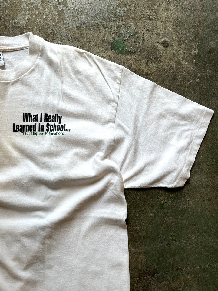 1990s Higher Education joke print T-shirt