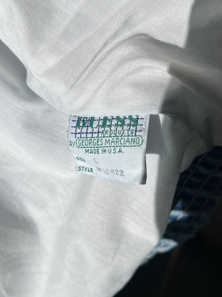 1980s "GUESS Jeans" graphic lined denim jacket
-Back to the Future Vibe-