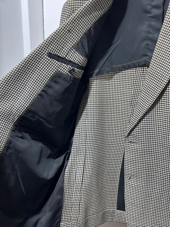 1980-90s micro checkered tailored jacket