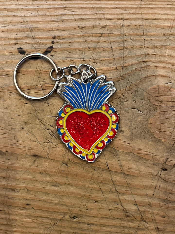 Milagro heart charm keychain