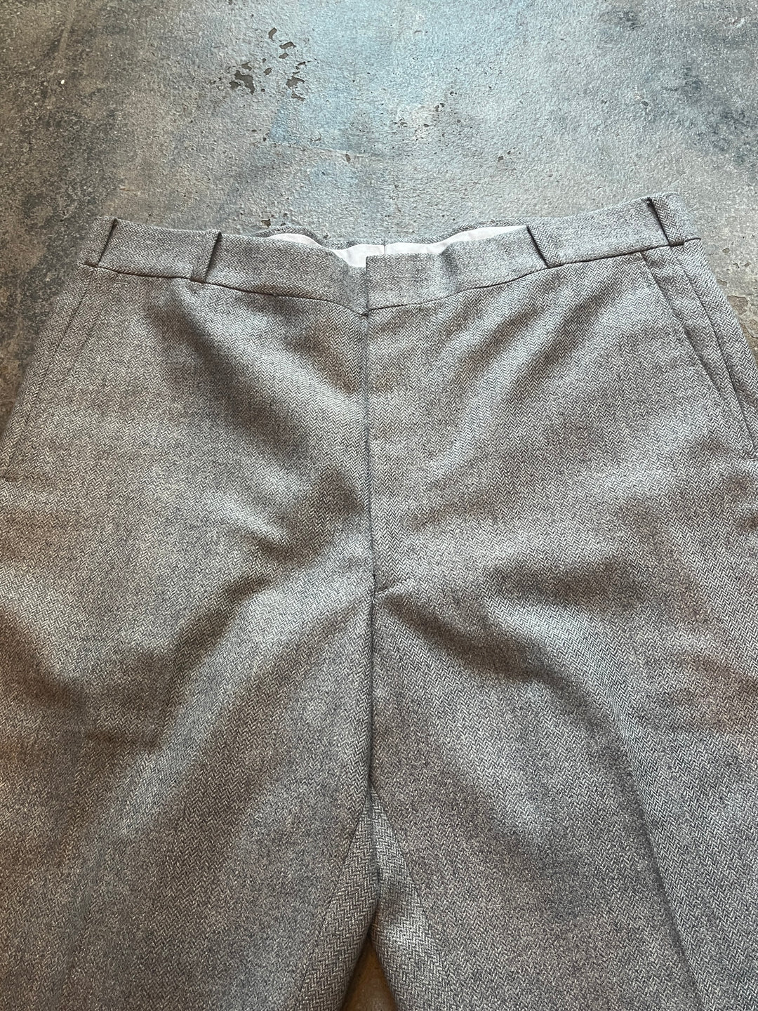 1970s gray herringbone slacks