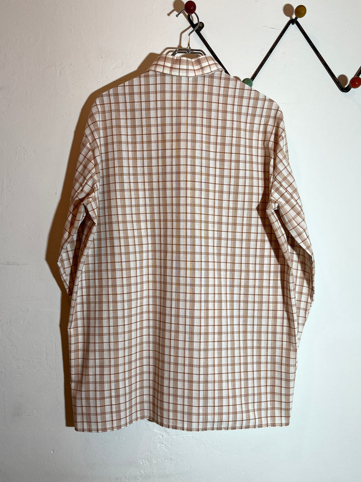 1960s orange brown checkered shirt