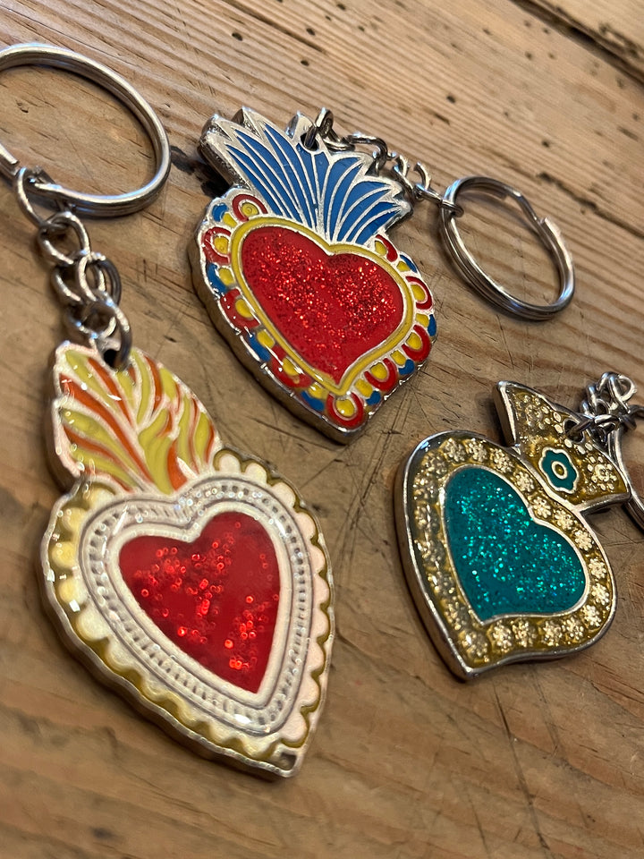 Milagro heart charm keychain