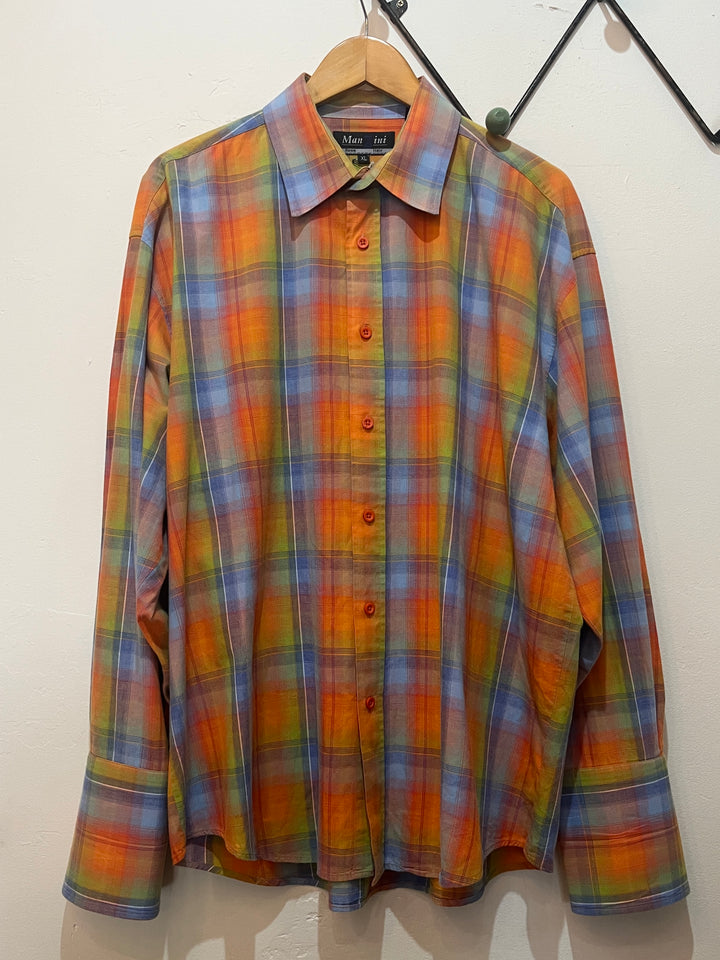 1990s colorful ombre checkered shirt