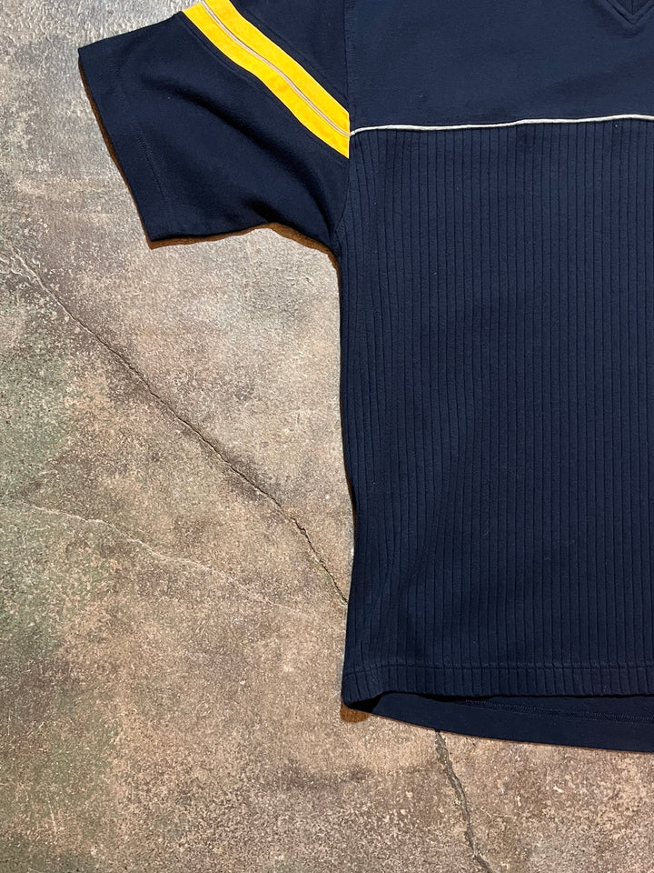 1990-00s "POINT ZERO" two tone panel V-neck T-shirt