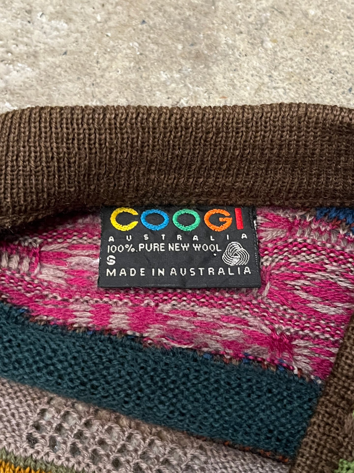 1990s "COOGI" abstract 3D knit cardigan
