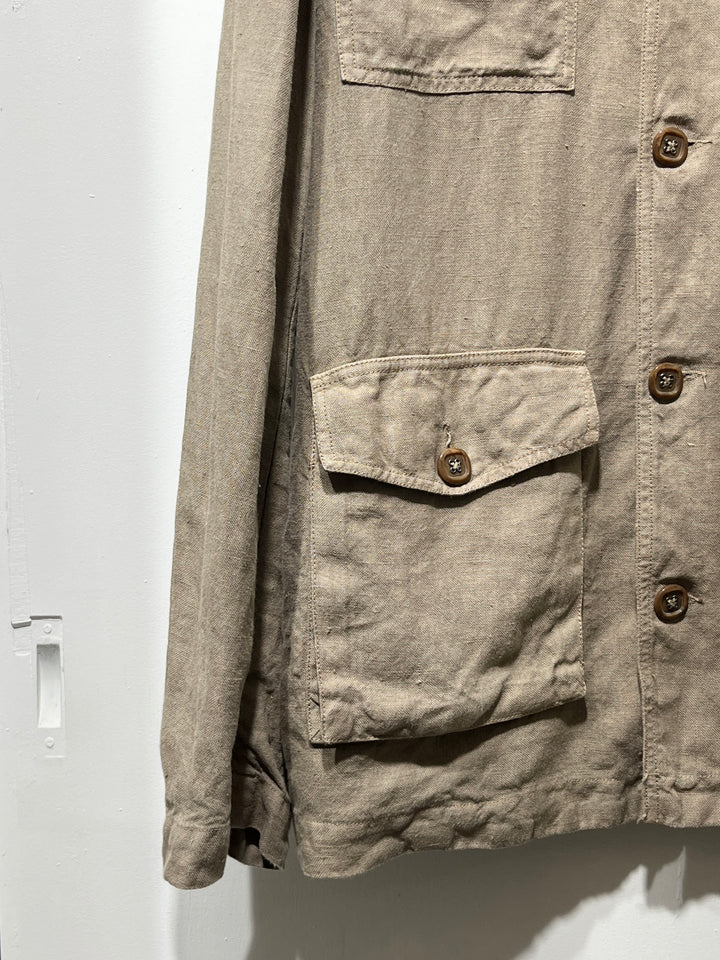 2000s ITALY made "ETRO" beige linen safari jacket