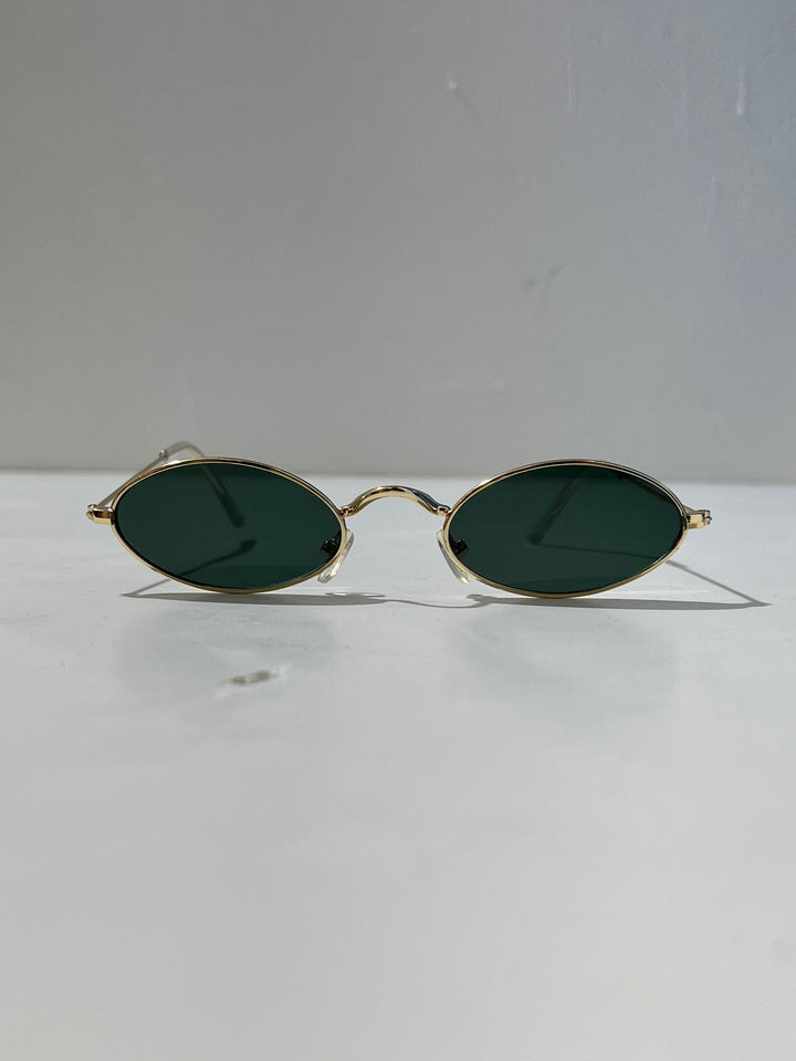 1990s dead stock oval sunglasses gold × black