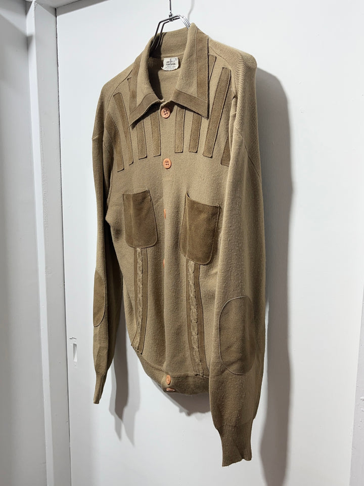 1970s suede patchwork design knit jacket