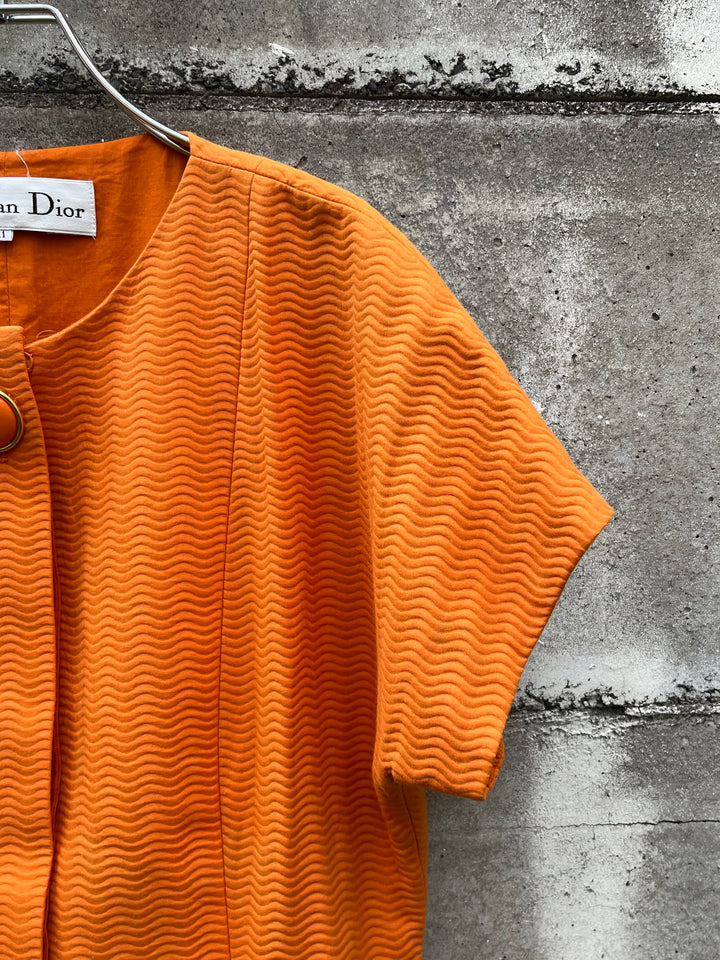 1980-90s "Christian Dior" vivid orange peplum design s/s jacket