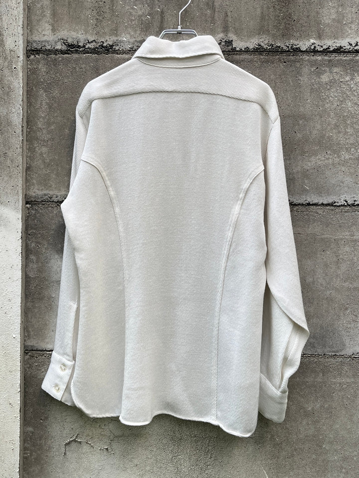 1960-70s "mach ll by Arrow" all white ribbed textured rayon shirt