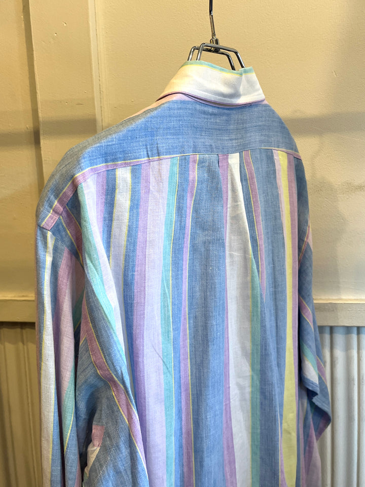 1990s "Polo by Ralph Lauren" multi color stripe B.D shirt