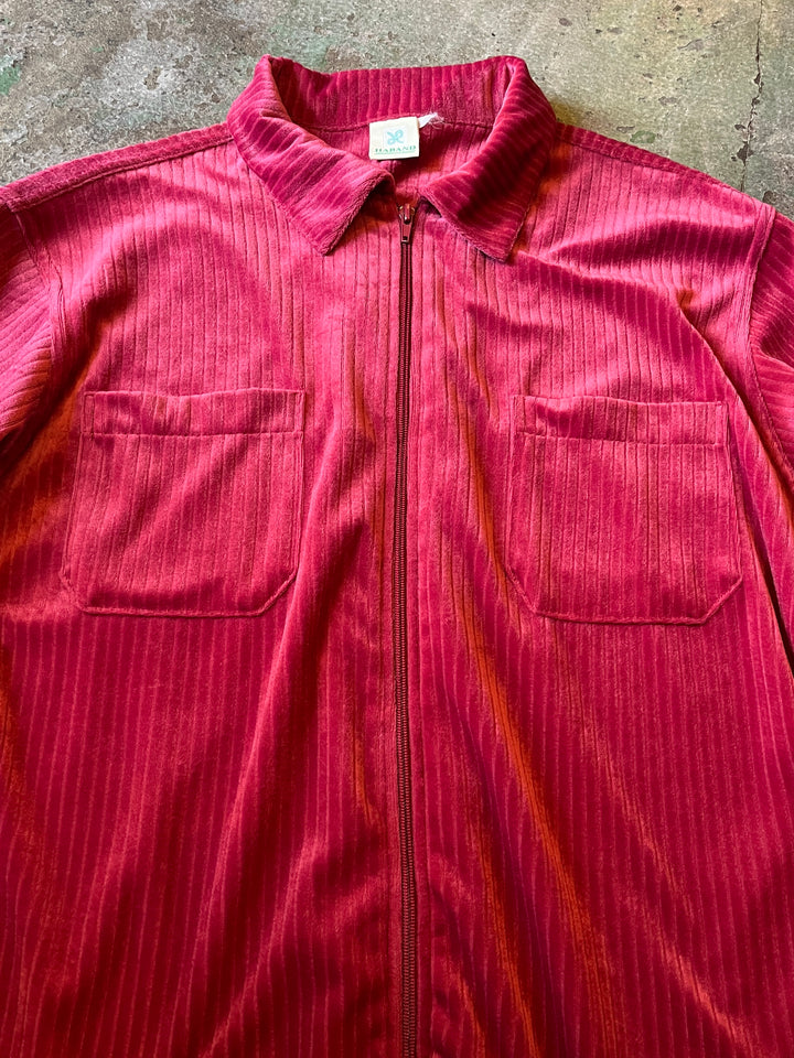 1980-90s "HABAND" magenta velour track jacket