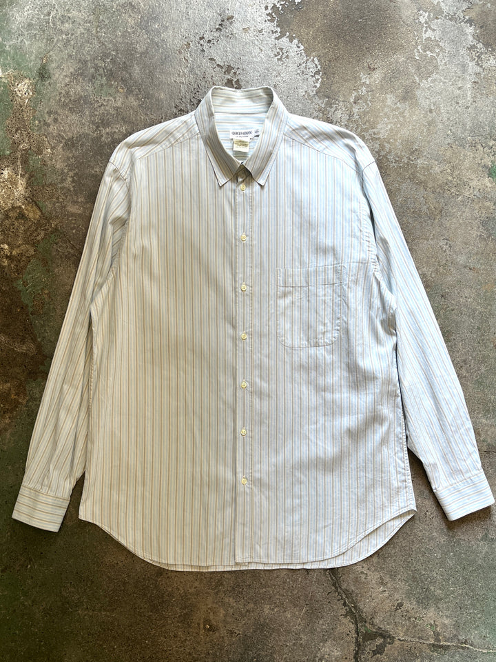 1990s ITALY made "GIORGIO ARMANI" stripe L/S shirt