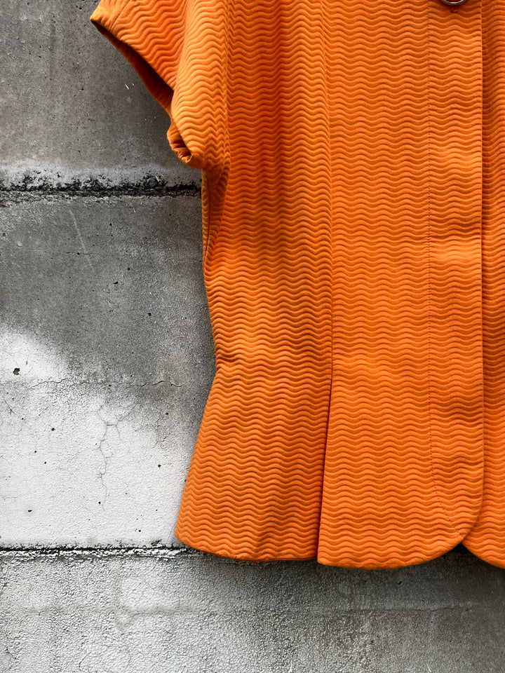 1980-90s "Christian Dior" vivid orange peplum design s/s jacket
