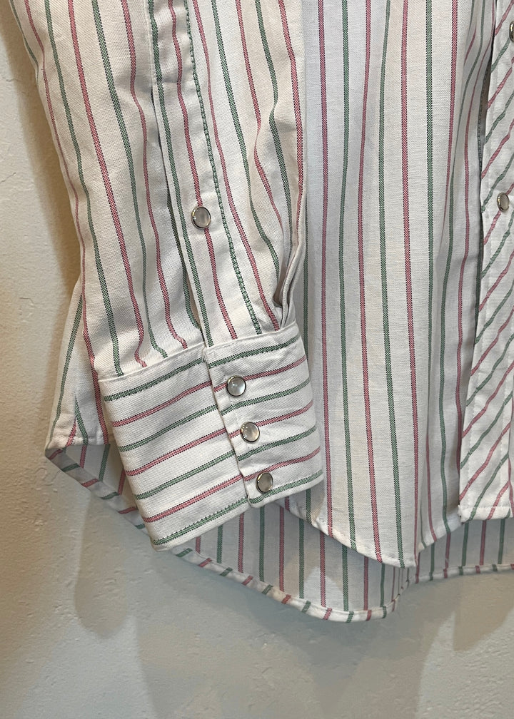 1980s USA made pale color stripe western shirt