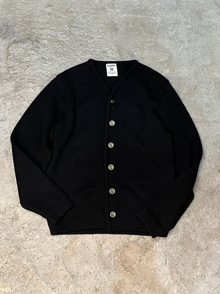 1950-60s "PENGUIN" black knit cardigan